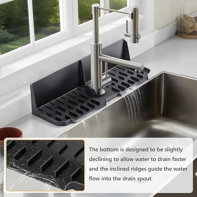 Sink Splash Guard Behind Faucet, Silicone Sink Faucet Drying Mat & Dish Soap - Image 5