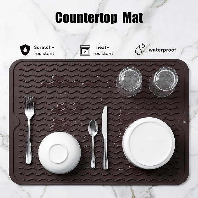 MicoYang Silicone Dish Drying Mat — Quick-Dry Ridges Counter & Sink Pad - Image 3