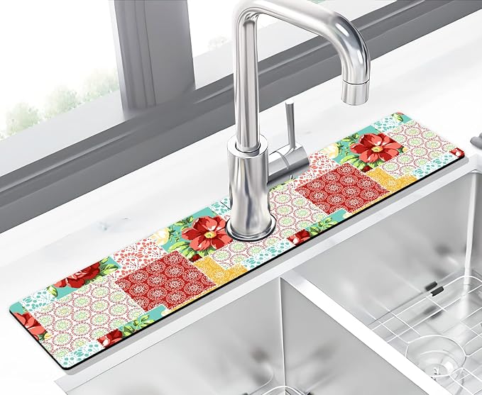 Kitchen Sink Splash Guard Faucet Mat Super Absorbent Fast Drying Mat Sink by THIDEAPE