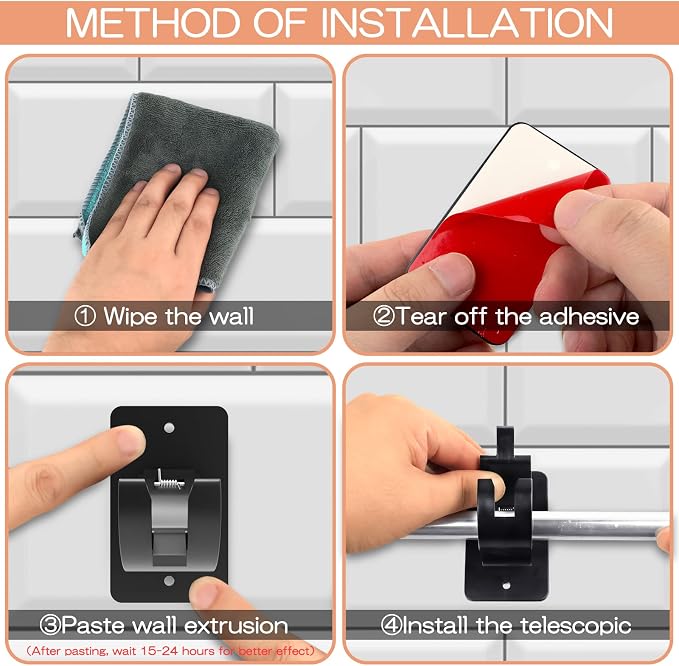 2 Pieces Self Adhesive Curtain Rod Bracket, Universal Plastic Curtain Rod - Image 4