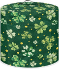 Xoenoiee Green Clover Print Kitchen Appliance Dust Cover with Pockets, Electric Pressure Cooker Cover Compatible with Crock Pot for St.Patrick's Day Decor, Rice Cooker Covers, for 3 Qt