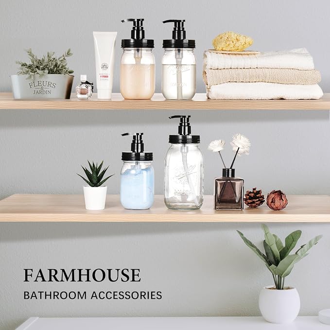 Amolliar Plastic Mason Jar Soap Dispenser - 16OZ | Refillable BPA-Free Hand - Image 5