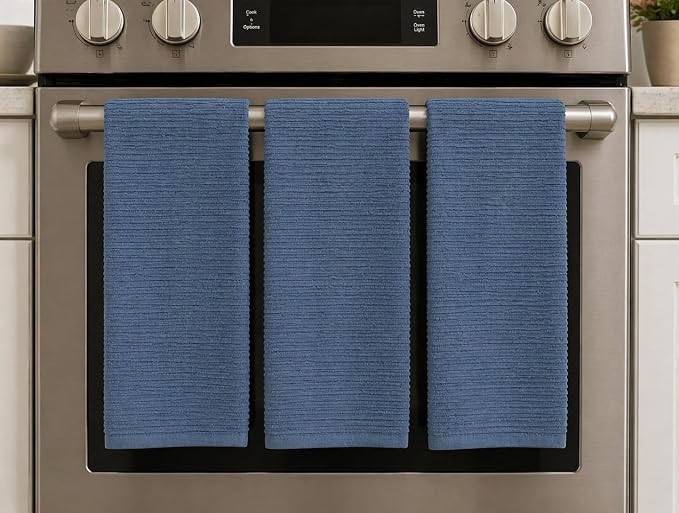 Serafina Home Chambray Denim Blue Kitchen Hand Dish Towels, 100% Cotton - Image 7