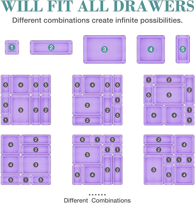 23 PCS Drawer Organizer Set, 5 Size Bathroom and kitchen organizer Trays | - Image 4