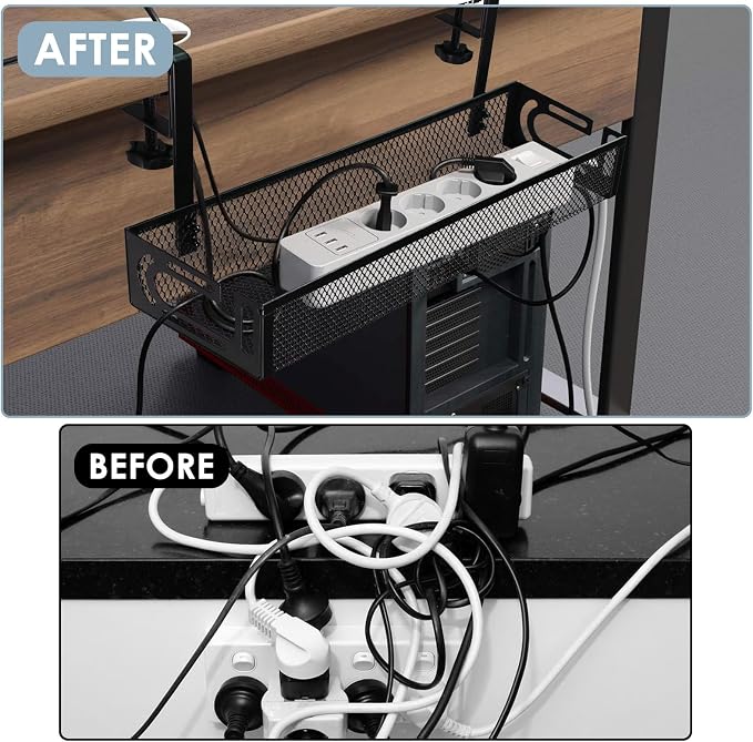 Cable Management, 2 Pack Cable Management Under Desk, Cable Tray | No Drill - Image 6