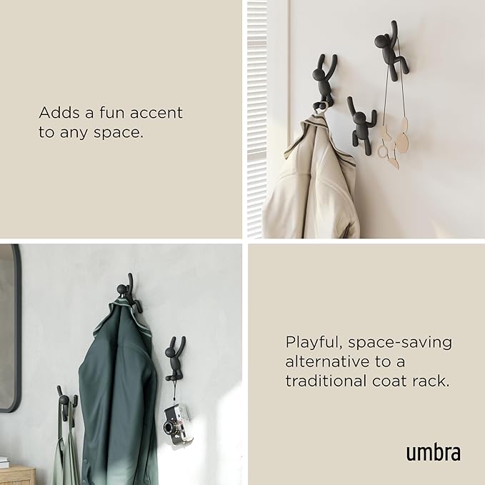 Umbra Buddy Wall Hooks, Decorative Wall Mount Coat Hooks, holds 5lbs per hook - Image 4