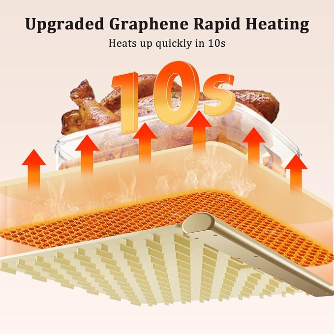Upgrade Graphene Warming Mat for Food, Electric Warming Tray Rapid Heating with 6 Temps &Timer Settings, Portable Food Warming Mat for Countertop Buffets Party, Beige