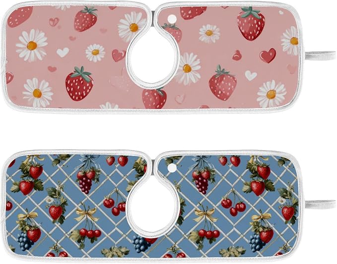 Vintage Grid Strawberry Hearts Sink Mat by Tatenale