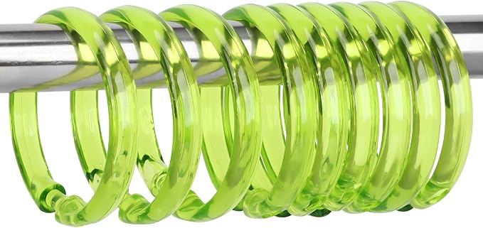 Green Shower Curtain Hooks by Qulable