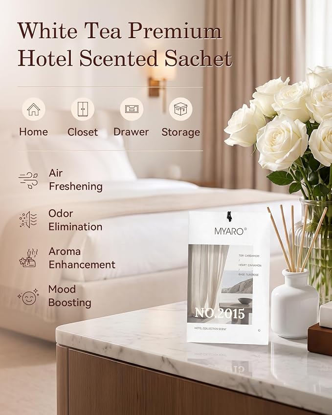 MYARO My Way Hotel Scented Sachet Gift Set, Closet Drawer Freshener 12 Pack - Image 2