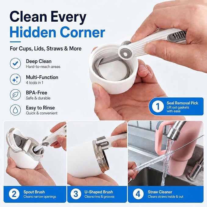 3-in-1 Cup Lid Gap Cleaning Brush Set - Image 3
