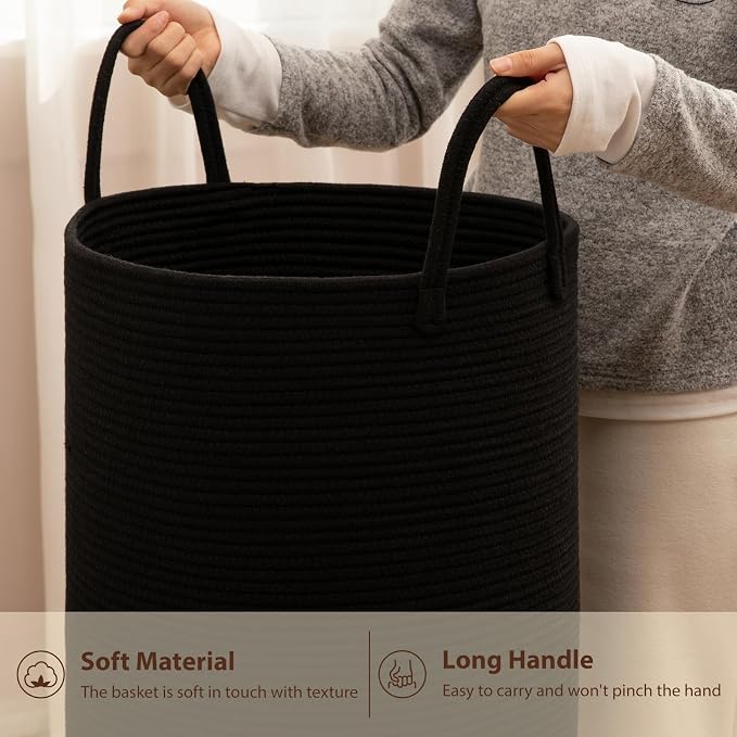 OIAHOMY 80L Nursery Hamper Laundry Basket Laundry Hamper Black - Image 6