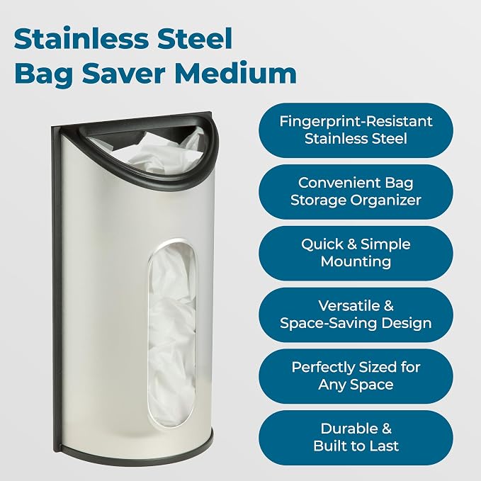 Honey-Can-Do Stainless Steel Plastic Bag Saver & Trash Bag Dispenser, - Image 3
