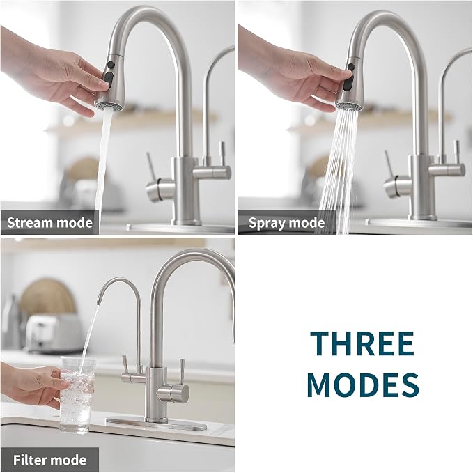 Kitchen Faucets with Water Filter and Pull Down Sprayer, Kitchen Sink Faucet - Image 2
