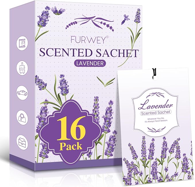FURWEY 16 Packs Lavender Scented Sachets, Long Lasting Sachet Bag by FURWEY