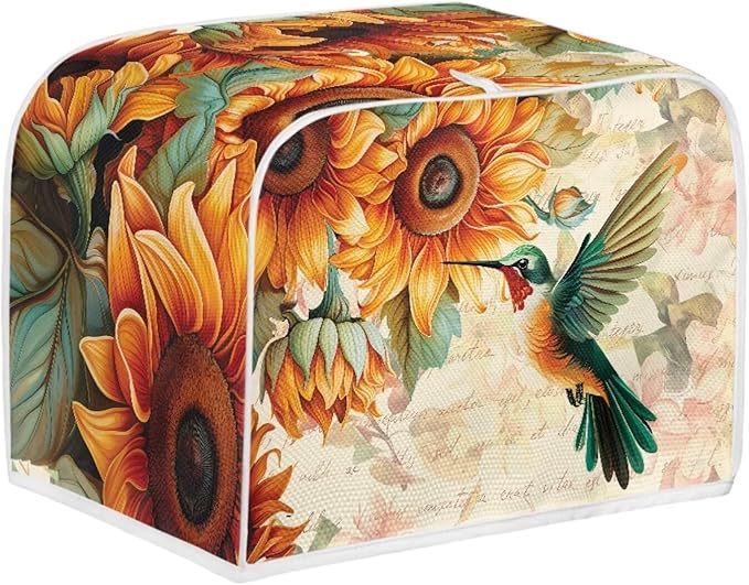 Hummingbird Sunflower Print 2 Slice Toaster Cover for Home Dust Fingerprint Protection for Kitchen Small Appliance