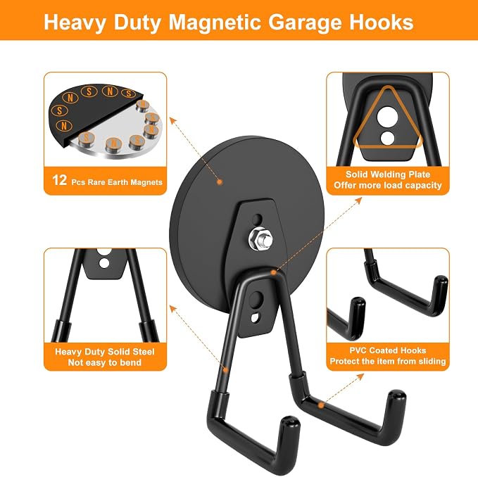 ENUODA Strong Magnetic Hooks Heavy Duty, 25lbs Magnet Tool Holder Garage - Image 3