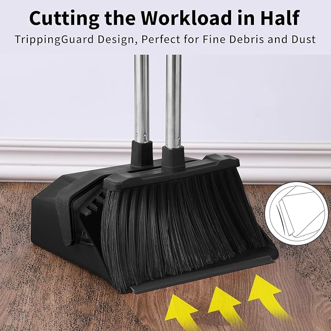 Broom and Dustpan Set for Home, ZeroGap Lip, Upright Storage Broom Combo for - Image 5