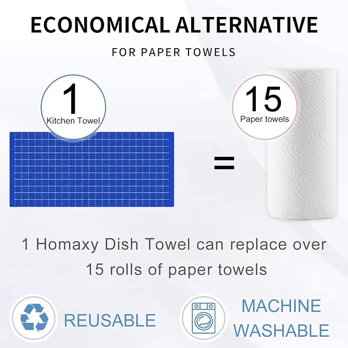 Homaxy 100% Cotton Terry Kitchen Towels, 8 Pack - Image 7