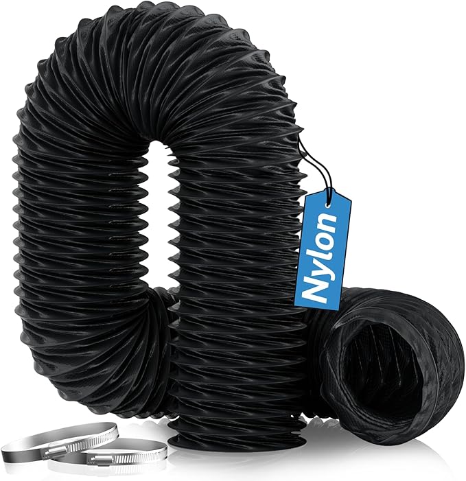 Hon&Guan Diesel Heater Ducting 3" x 16FT, Nylon Flexible Duct Hose, Heavy Duty Hose for Diesel Heater, 3D Printer, Laser Machine, Dryer Vent, RV, Boat Blower, Black