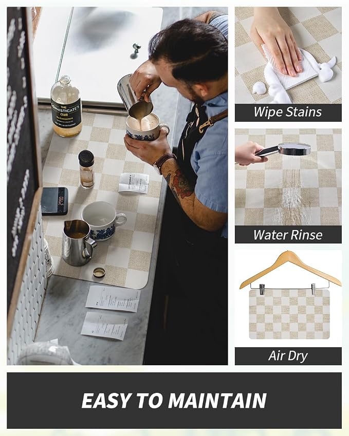 AMOAMI Dish Drying Mat for Kitchen Counter-Coffee Mat Bar Accessories, Hide - Image 2