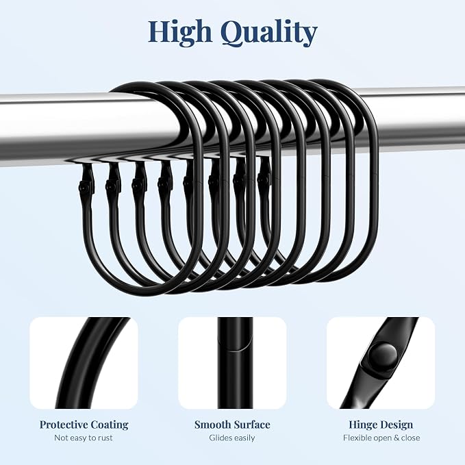 Bathway Shower Curtain Rings, Bathway Shower Curtain Hooks, Anti-Drop Smooth - Image 2