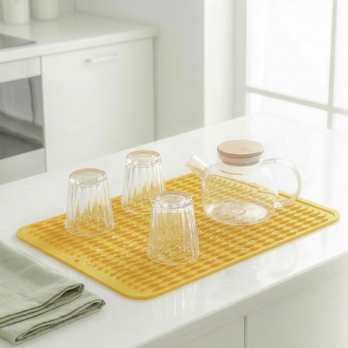 MicoYang Silicone Dish Drying Mat — Quick-Dry Ridges Counter & Sink Pad - Image 5
