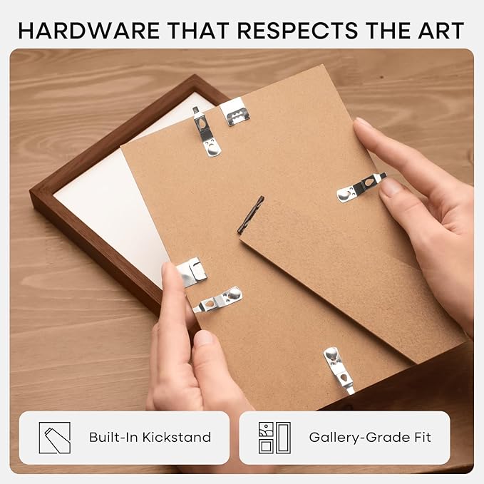 Homeforia 13.5x40 Picture Frame Brown, High End Dark Oak 13.5by40 Walnut Wood Poster Frame with Mat 10x30, 13.5 x 40 Panoramic Wooden Frames Matted to 10 x 30 Print, Tempered Glass, Wall Kit, Set of 1