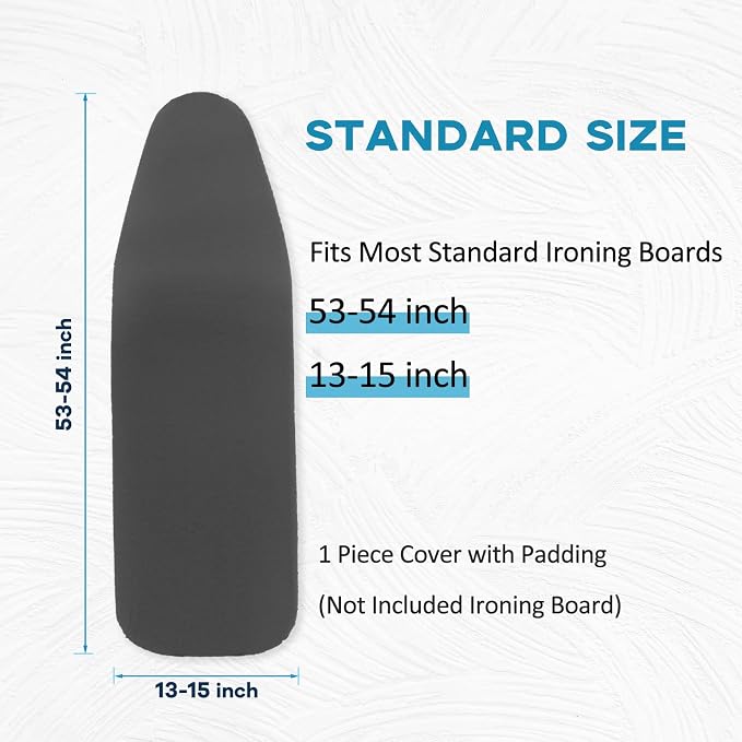 Iron Board Cover with Padding, RAINHOL Black Standard Size 15"x54" - Image 2