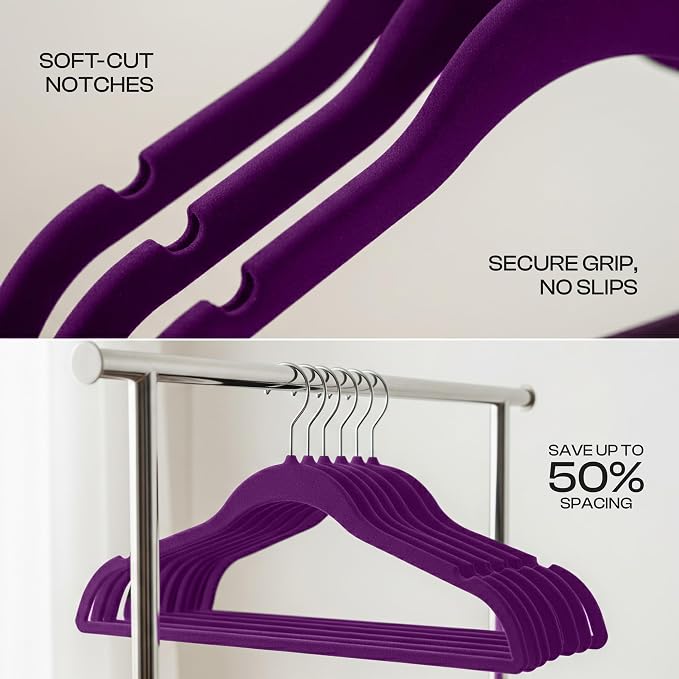Utopia Home Velvet Hangers, 30 Pack | Luxury Non-Slip Slim Pant & Coat Hangers - Image 3