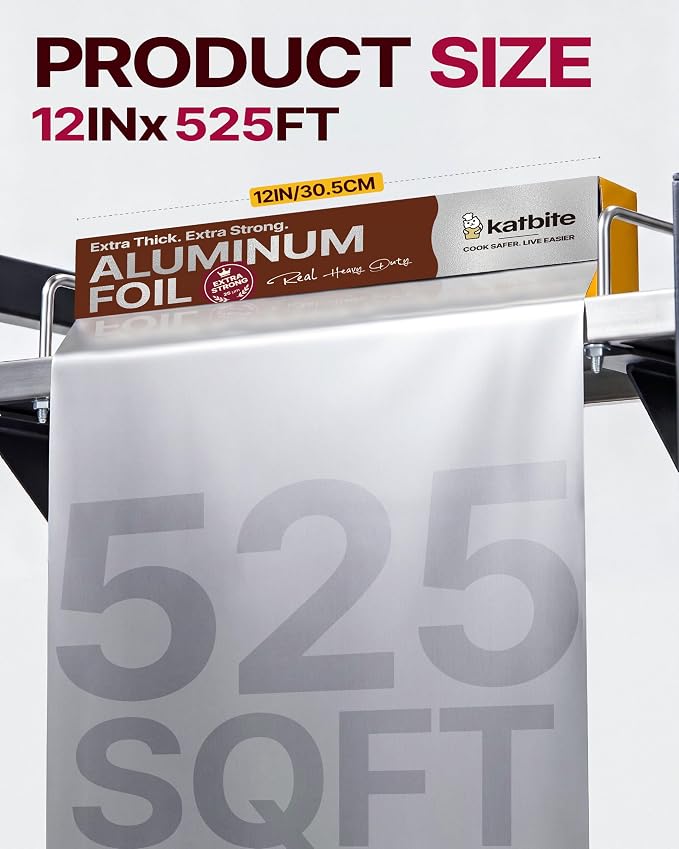 Katbite Heavy Duty Aluminum Foil Roll, 25 Micron, 12 in x 525 ft, 525sqft | - Image 2
