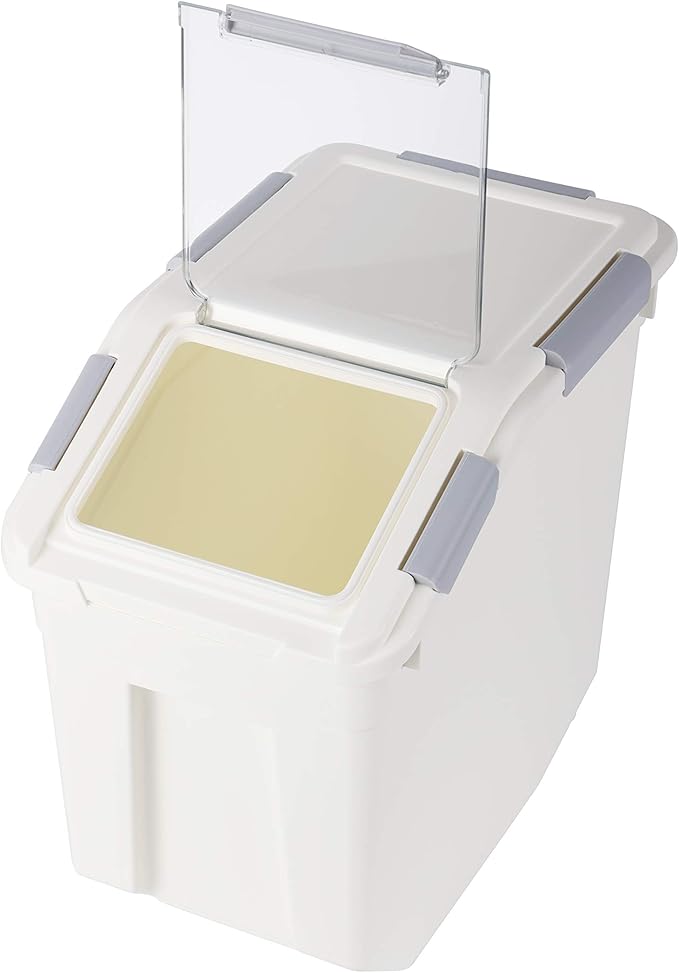 EonTone Pack-2 Large Sealed Bulk Rice Storage Container 15 Liters (30 lbs) with Lockable Lid Wheels and Measuring Cup BPA-Free Food Dispenser