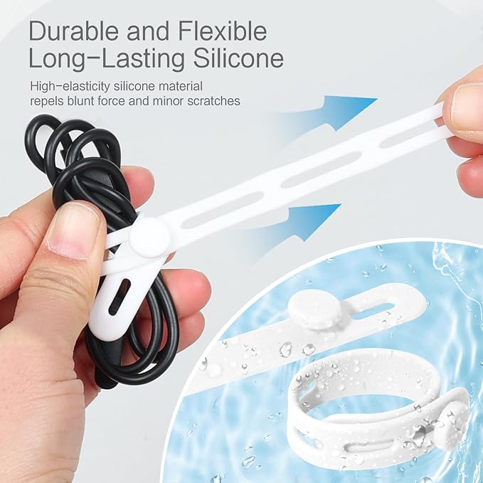 Donruby 24Pcs Silicone Cable Ties, Reusable Cord Organizer Straps, 5.12" - Image 4