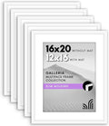 Americanflat 16x20 Picture Frame with Polished Plexiglass - Set of 5 - Use as 12x16 Frame with Mat or Display 16x20 Photo Without Mat - Galleria Collection - Picture Frames for Wall Display - White