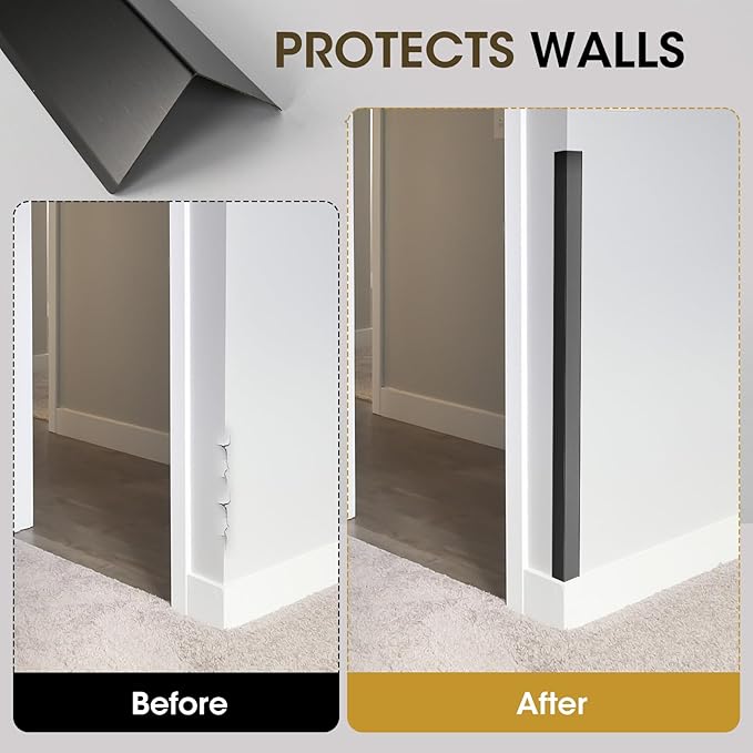 Stainless Steel Wall Corner Guards, 2 x 2 x 48 inches (Black 10 Pcs Pack). Made of 304 Steel, These 90-Degree Angle Metal Corner Protectors are Designed for Wall Protection and Decoration