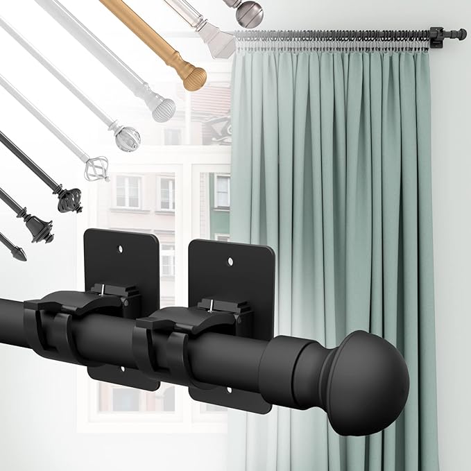4 Pieces Self Adhesive Curtain Rod Bracket, Universal Plastic Curtain Rod - Image 5