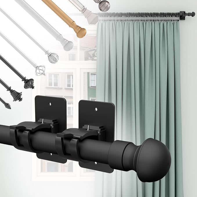 2 Pieces Self Adhesive Curtain Rod Bracket, Universal Plastic Curtain Rod - Image 7