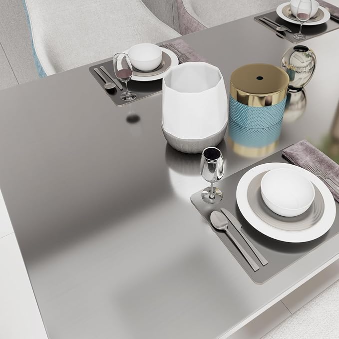 Stainless Steel Contact Paper Peel and Stick Countertop Silver Metallic Refrigerator Wrap Contact Paper DIY Waterproof Wallpaper for Kitchen Backsplash Dishwasher A Set of 23.6"x240"