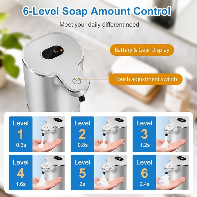 Automatic Foaming Soap Dispenser Digital Display, 6-Level Foam Adjustable | - Image 3