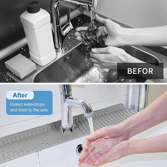Kitchen Faucet Sink Splash Guard, Sink Draining Pad Behind Faucet, Rubber - Image 8
