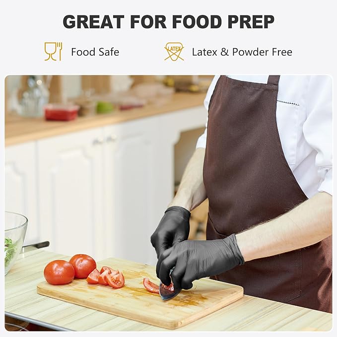 Black Vinyl Gloves, Food Grade Gloves Disposable Latex Free | Powder Free - Image 2