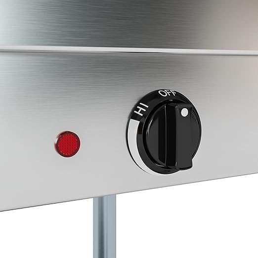 KoolMore 3-Pan Open Well Electric Stainless Steel Steam Table Food Warmer for Buffets with Sneeze Guard, Overshelf, Undershelf, Warming Control Knobs, Front Serving Area [120V] (KM-OWS-3SG), Silver