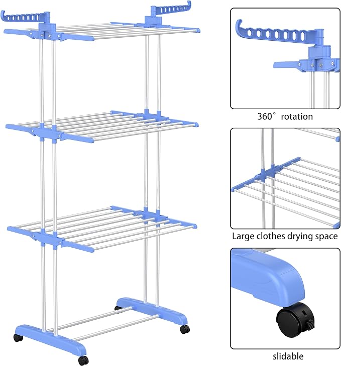 HOMIDEC Clothes Drying Rack, 4-Tier Foldable Drying Rack Clothing | Foldable - Image 5
