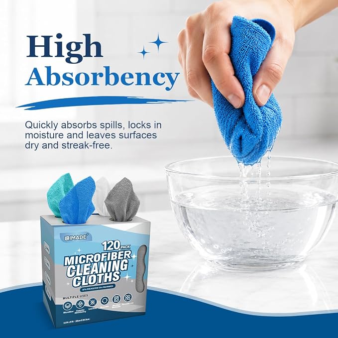 UNIMADE Microfiber Cleaning Cloth, 120 Pack Microfiber Towels - Image 2