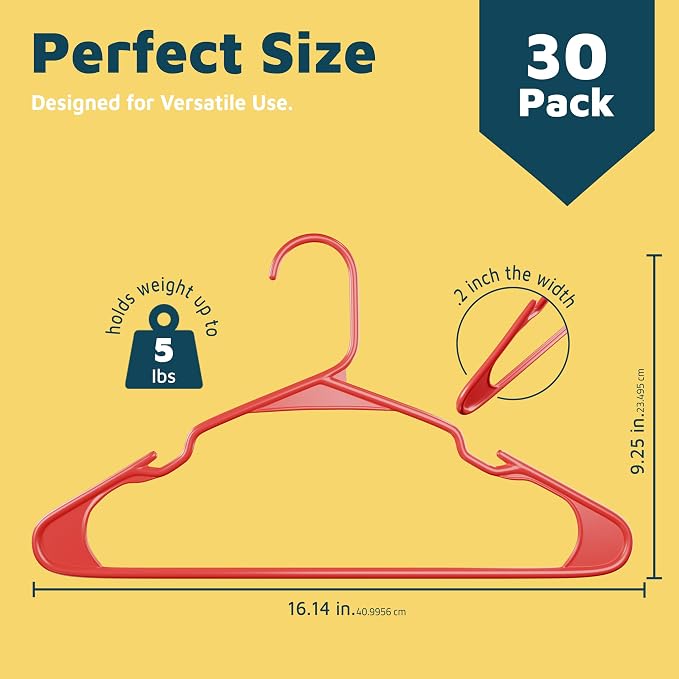 Lifemaster Plastic Clothes Hangers – Heavy Duty Hanger Set, - Image 2