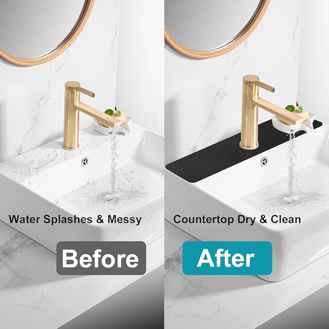 Customizable Kitchen Sink Faucet Mat: 24" Lx4 W Absorbent Splash Guard | - Image 6