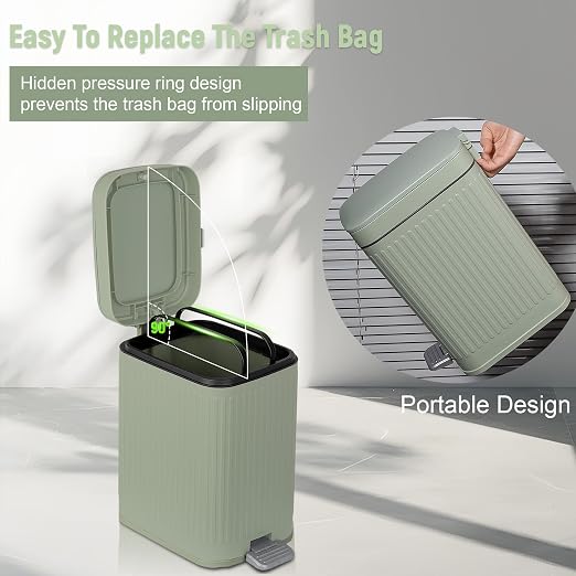 Small Bathroom Trash Can with Lid, 2.6 Gallon Slim Soft Close Step, Kitchen & - Image 5