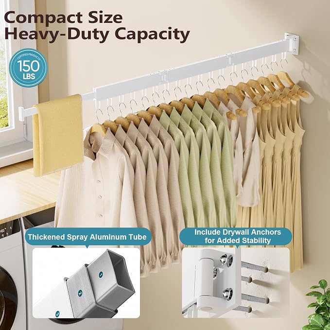 Clothes Drying Rack Wall Mounted, Space-Saving Drying Rack Clothing, - Image 3