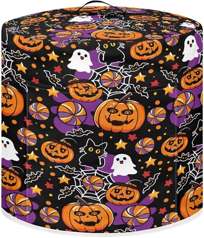 6 Quart Pressure Cooker Dust Cover with Top Handle and Storage Pocket Kitchen Appliance Decoration Halloween Theme Pumpkins Print Air Fryer Rice Cooker Dust Covers