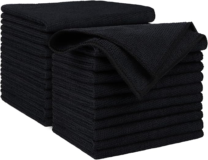 AIDEA Microfiber Cleaning Cloth Black 20PK, Microfiber Towels, 12×12" | Premium by AIDEAHOME